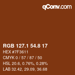 Color code: RGB 127.1 54.8 17 | qconv.com