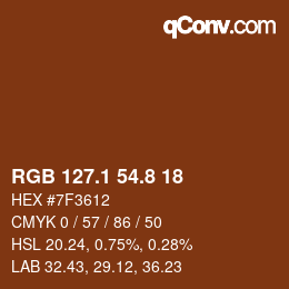 Color code: RGB 127.1 54.8 18 | qconv.com