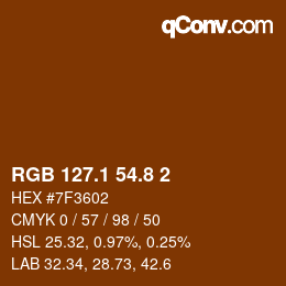 Color code: RGB 127.1 54.8 2 | qconv.com