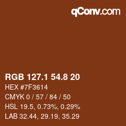 Color code: RGB 127.1 54.8 20 | qconv.com