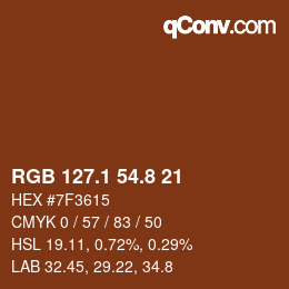 カラーコード: RGB 127.1 54.8 21 | qconv.com