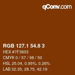 Color code: RGB 127.1 54.8 3 | qconv.com