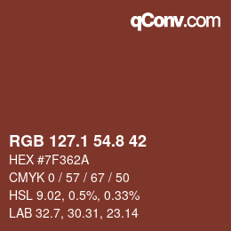 Color code: RGB 127.1 54.8 42 | qconv.com