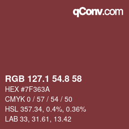カラーコード: RGB 127.1 54.8 58 | qconv.com