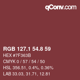 カラーコード: RGB 127.1 54.8 59 | qconv.com