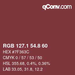 カラーコード: RGB 127.1 54.8 60 | qconv.com