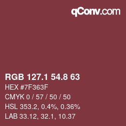 カラーコード: RGB 127.1 54.8 63 | qconv.com