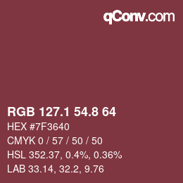 カラーコード: RGB 127.1 54.8 64 | qconv.com