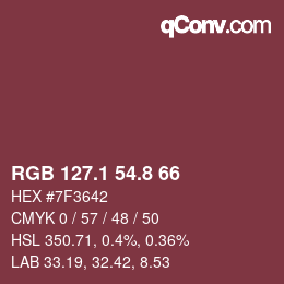 カラーコード: RGB 127.1 54.8 66 | qconv.com