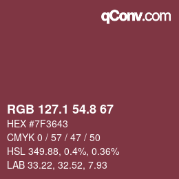 Color code: RGB 127.1 54.8 67 | qconv.com
