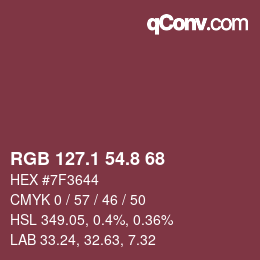 Color code: RGB 127.1 54.8 68 | qconv.com