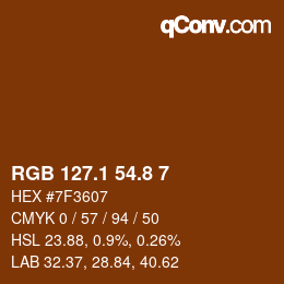 Color code: RGB 127.1 54.8 7 | qconv.com