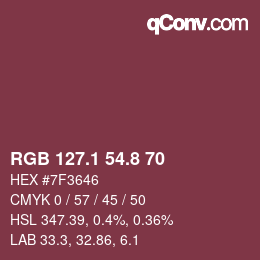 カラーコード: RGB 127.1 54.8 70 | qconv.com