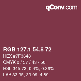 Color code: RGB 127.1 54.8 72 | qconv.com