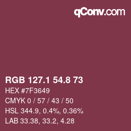 カラーコード: RGB 127.1 54.8 73 | qconv.com