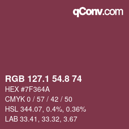 カラーコード: RGB 127.1 54.8 74 | qconv.com