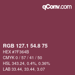 カラーコード: RGB 127.1 54.8 75 | qconv.com