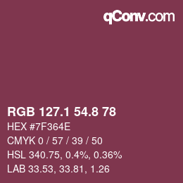 カラーコード: RGB 127.1 54.8 78 | qconv.com