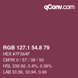 カラーコード: RGB 127.1 54.8 79 | qconv.com