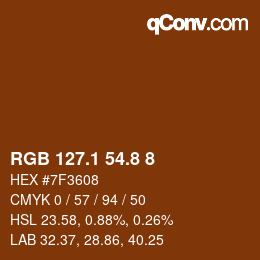 Color code: RGB 127.1 54.8 8 | qconv.com