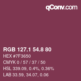 カラーコード: RGB 127.1 54.8 80 | qconv.com