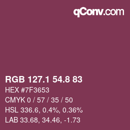 カラーコード: RGB 127.1 54.8 83 | qconv.com