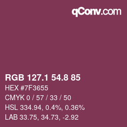 カラーコード: RGB 127.1 54.8 85 | qconv.com