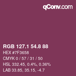 カラーコード: RGB 127.1 54.8 88 | qconv.com