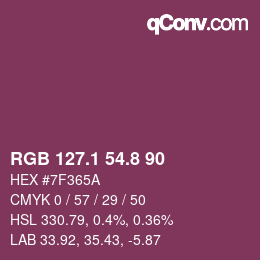 カラーコード: RGB 127.1 54.8 90 | qconv.com