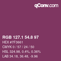 カラーコード: RGB 127.1 54.8 97 | qconv.com