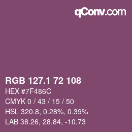 カラーコード: RGB 127.1 72 108 | qconv.com