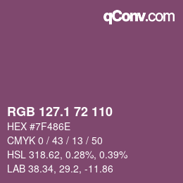 カラーコード: RGB 127.1 72 110 | qconv.com