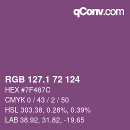 カラーコード: RGB 127.1 72 124 | qconv.com