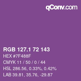 カラーコード: RGB 127.1 72 143 | qconv.com