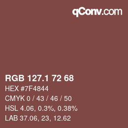 カラーコード: RGB 127.1 72 68 | qconv.com