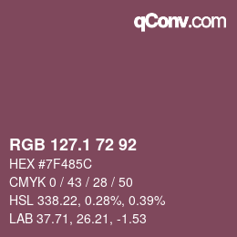 カラーコード: RGB 127.1 72 92 | qconv.com