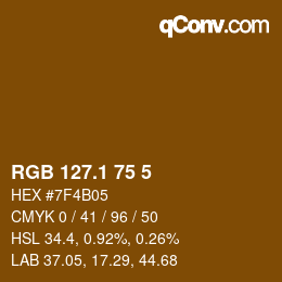 カラーコード: RGB 127.1 75 5 | qconv.com