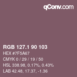 カラーコード: RGB 127.1 90 103 | qconv.com