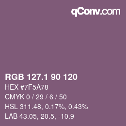 カラーコード: RGB 127.1 90 120 | qconv.com