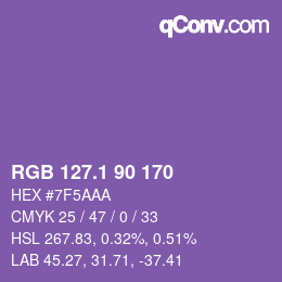カラーコード: RGB 127.1 90 170 | qconv.com