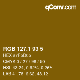 カラーコード: RGB 127.1 93 5 | qconv.com