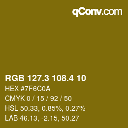 カラーコード: RGB 127.3 108.4 10 | qconv.com