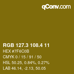 カラーコード: RGB 127.3 108.4 11 | qconv.com