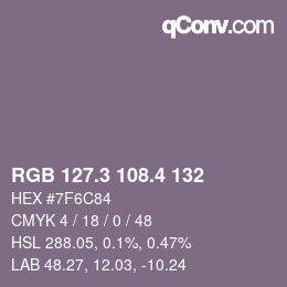 カラーコード: RGB 127.3 108.4 132 | qconv.com