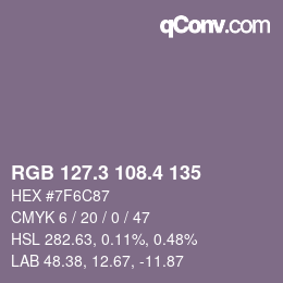 カラーコード: RGB 127.3 108.4 135 | qconv.com