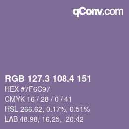 カラーコード: RGB 127.3 108.4 151 | qconv.com