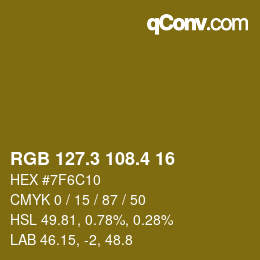 カラーコード: RGB 127.3 108.4 16 | qconv.com