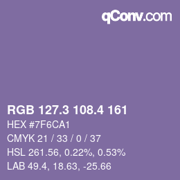カラーコード: RGB 127.3 108.4 161 | qconv.com