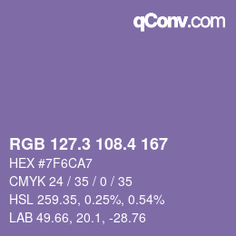 カラーコード: RGB 127.3 108.4 167 | qconv.com