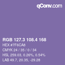 カラーコード: RGB 127.3 108.4 168 | qconv.com